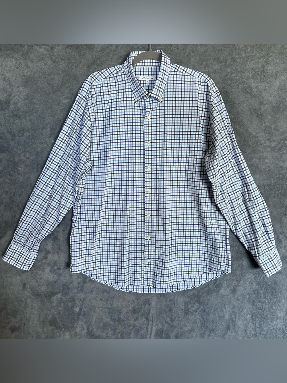 Peter Millar Blue & White Plaid Button-Down Shirt XL